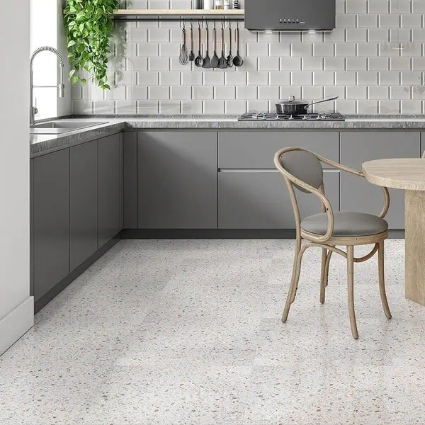 Terrazzo floor tiles in the kitchen