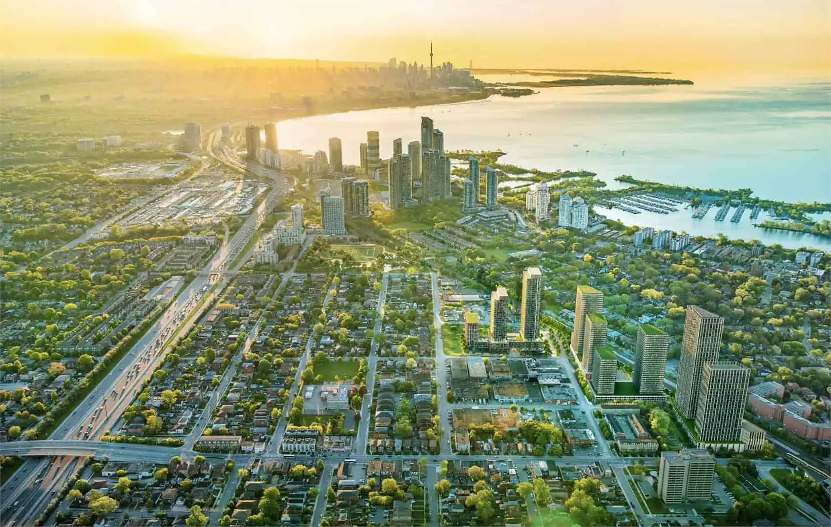 Areal view of Mimico condos in Etobicoke Toronto, Ontario